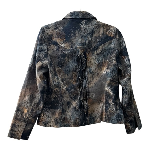 Coldwater Creek Blue Paisley Pintuck Pleat Jacket - Picture 3 of 10